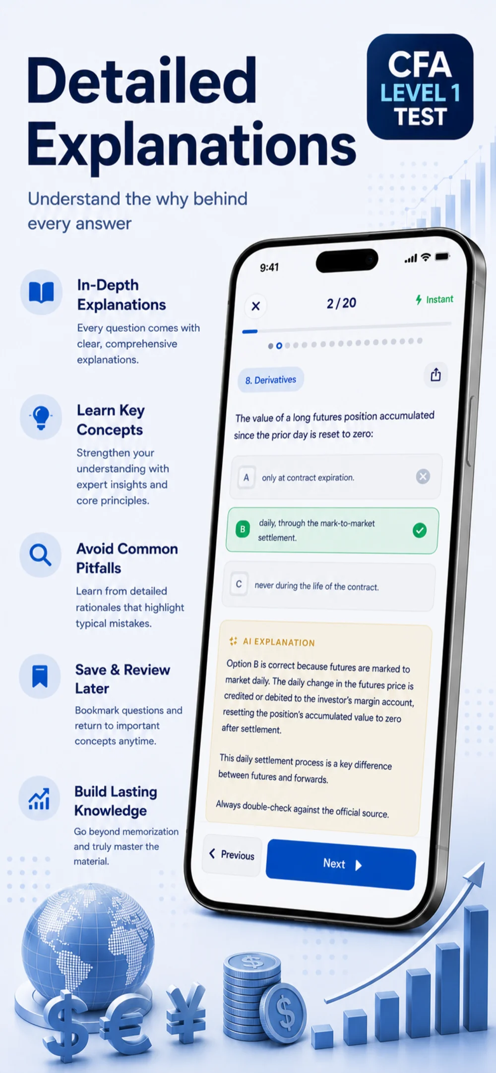 Detailed AI explanations to understand the why behind every answer